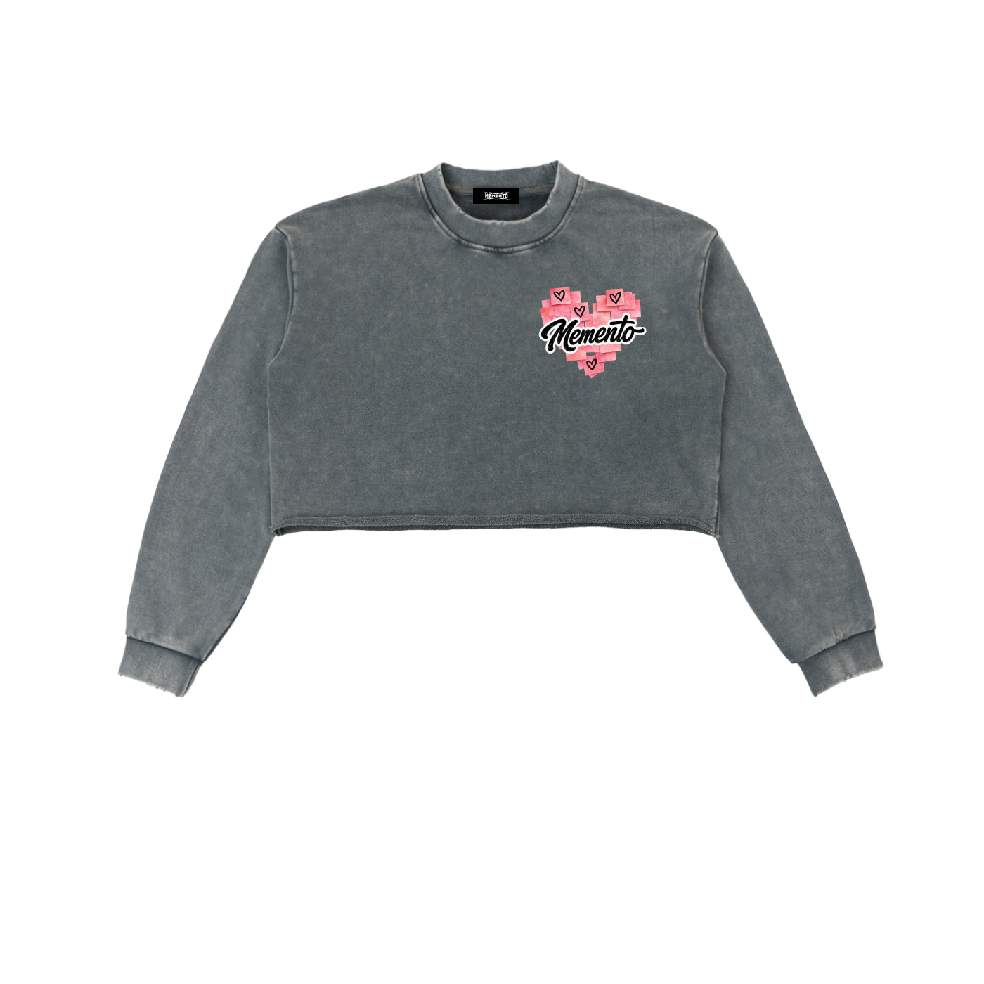 Love Me Snow Washed Raw Edge Cropped Sweatshirt