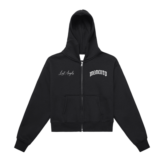 Fleeced Zip-Up Cropped Hoodie