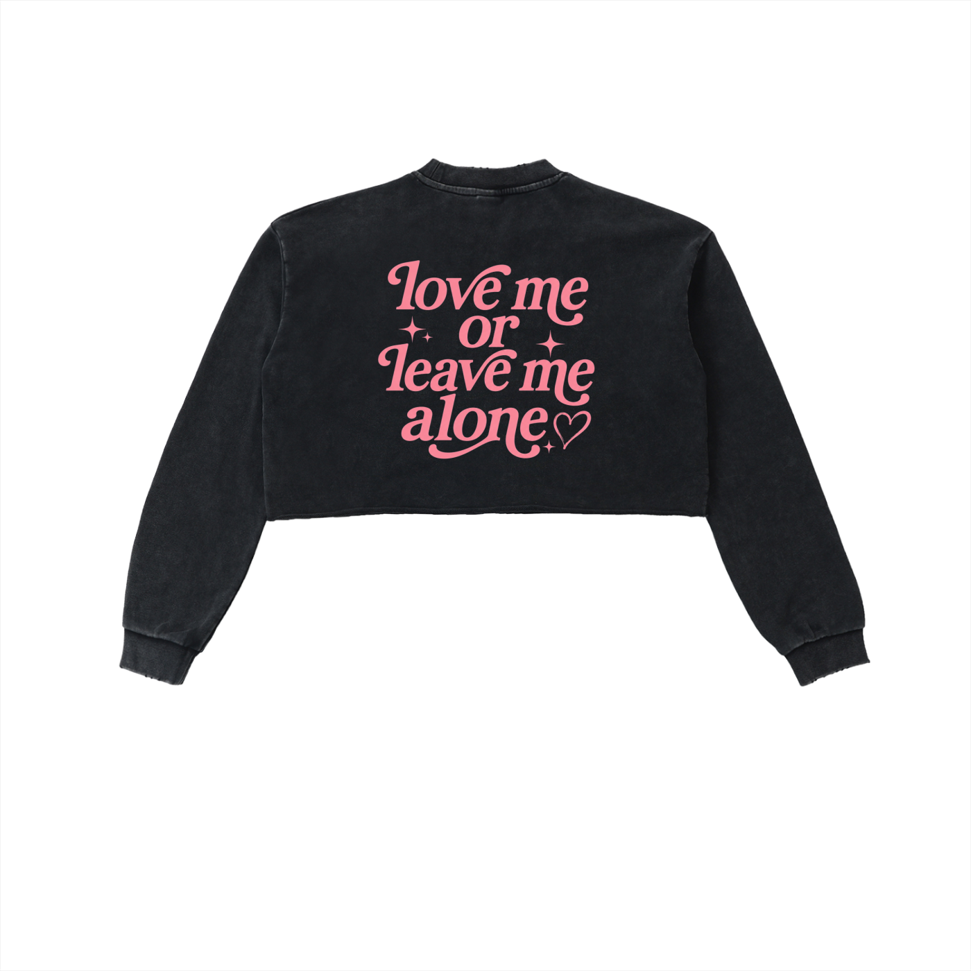 Love Me Snow Washed Raw Edge Cropped Sweatshirt