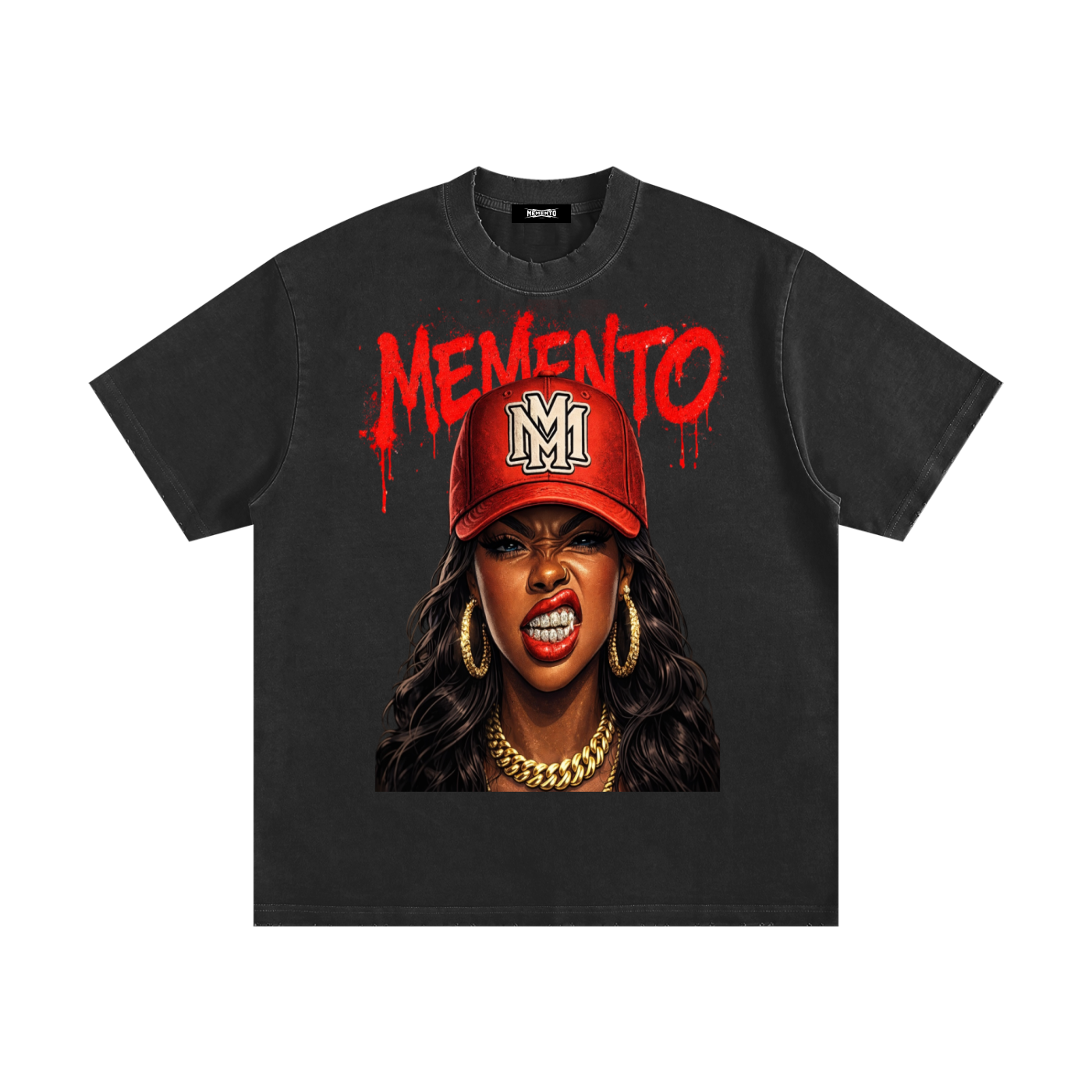 Gangsta Grillz Heavyweight Vintage Washed Frayed T-Shirt - Memento Mori Clothing