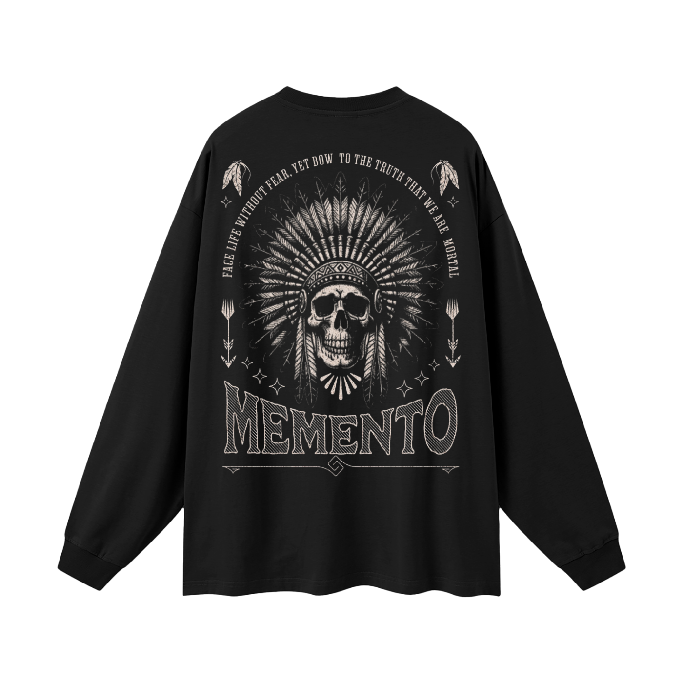 Skully Oversized Unisex Long Sleeve T-Shirt - Memento Mori Clothing