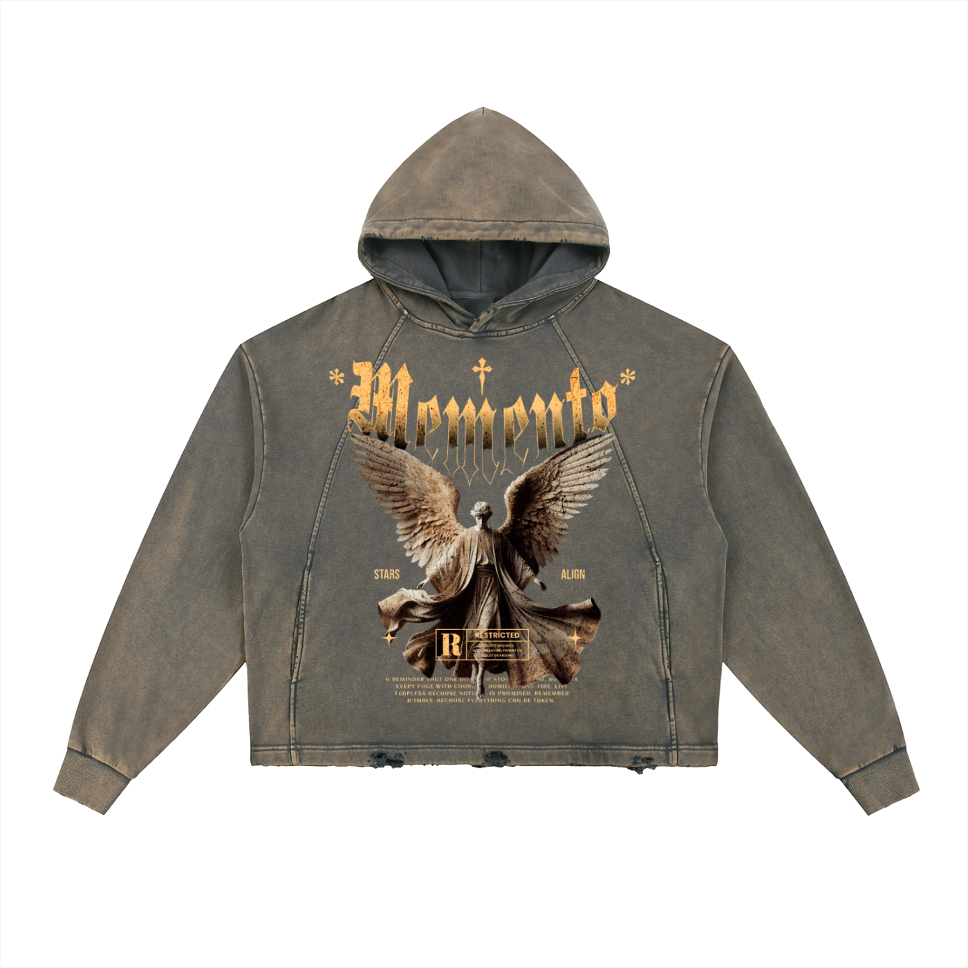 Vintage Washed Frayed-Hem Hoodie