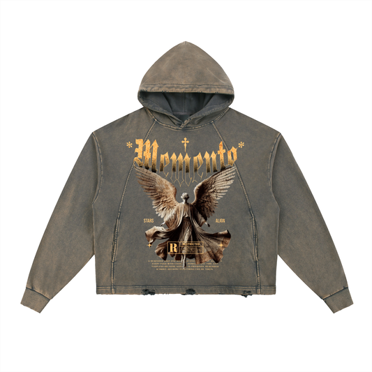 Vintage Washed Frayed-Hem Hoodie