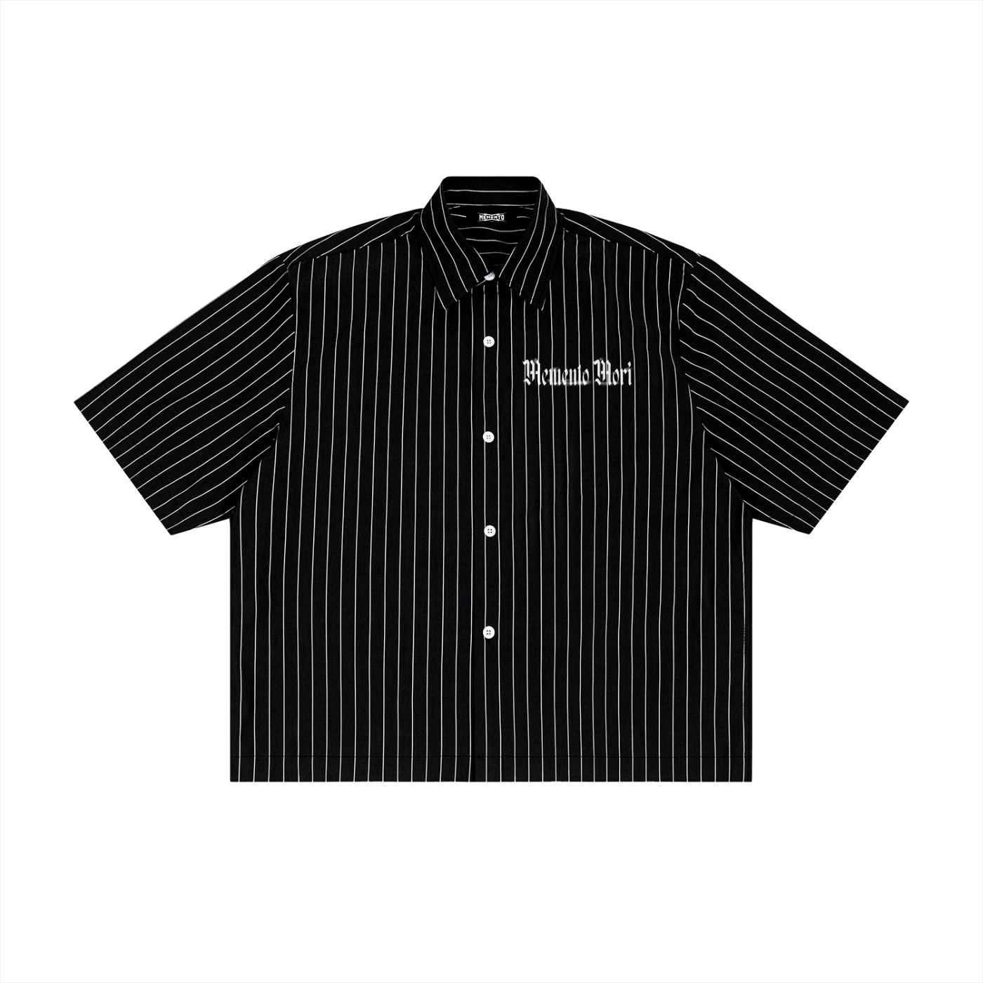 Unisex Striped Boxy Button-Up Shirt - Memento Mori Clothing