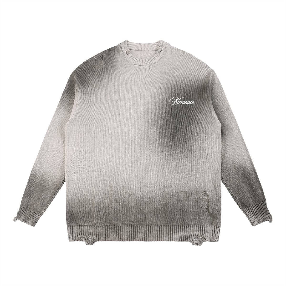 Memento Sun Fade Distressed Ripped Crewneck sweater