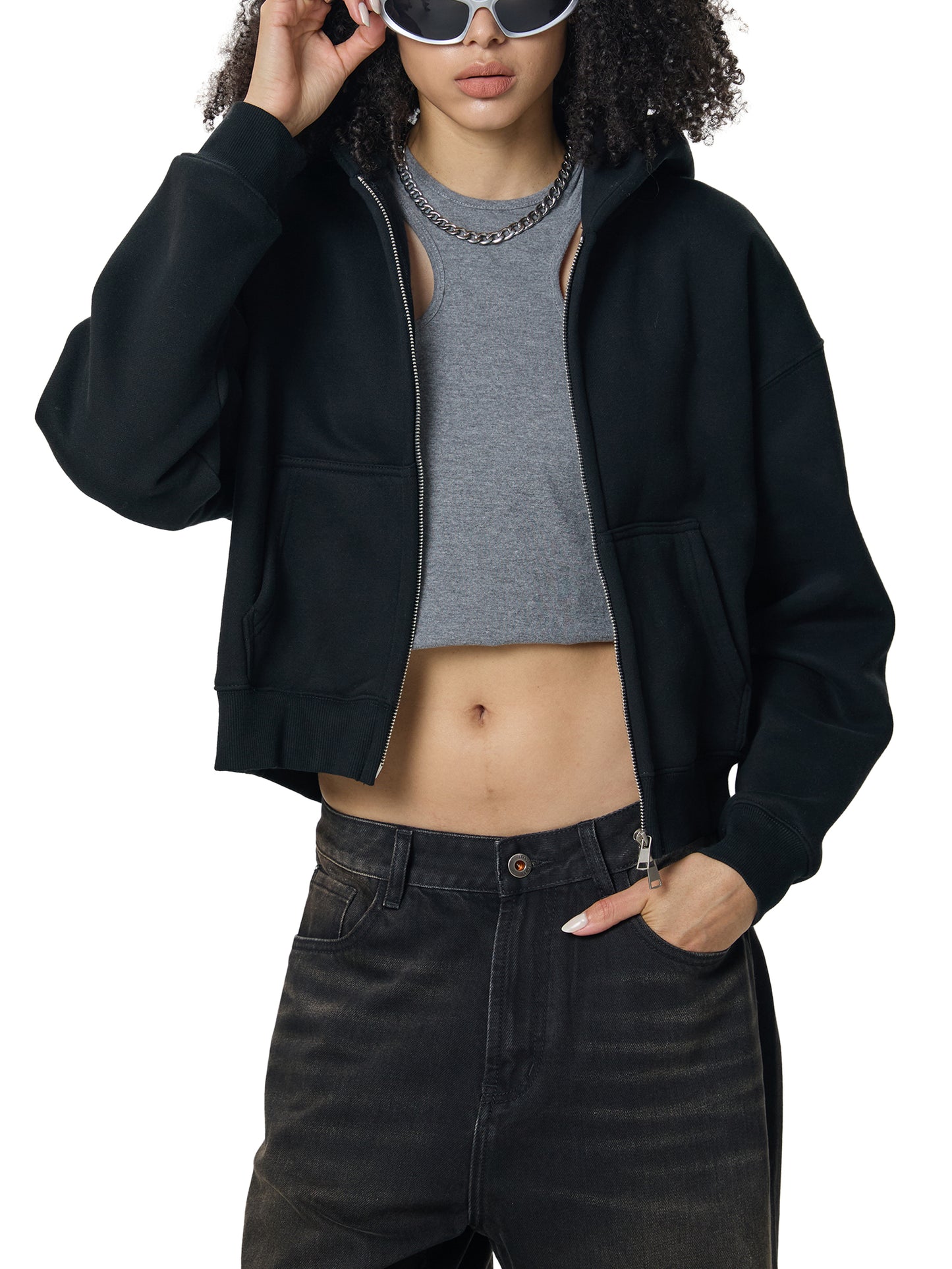 cropped hoodie,zip-up,womens fleece,womens,fleece,hoodie,crop top
