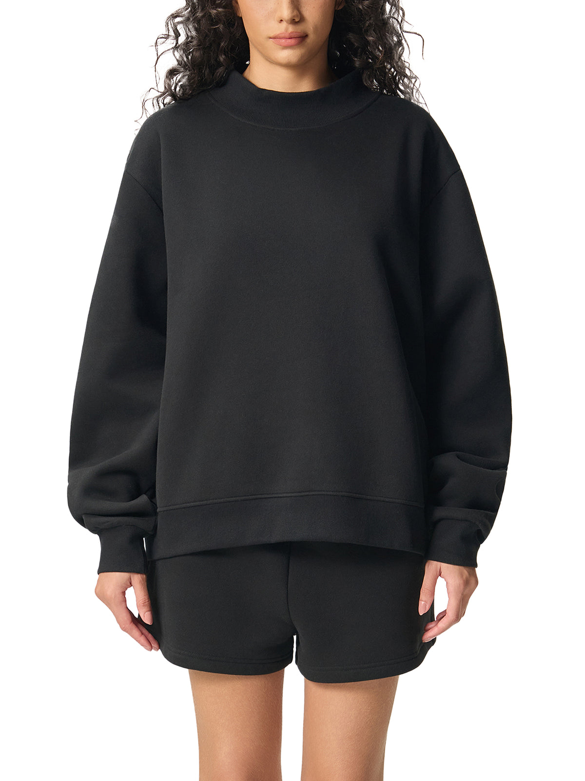 Essential Fleece Mock-Neck Crew Sweatshirt - Memento Mori Clothing