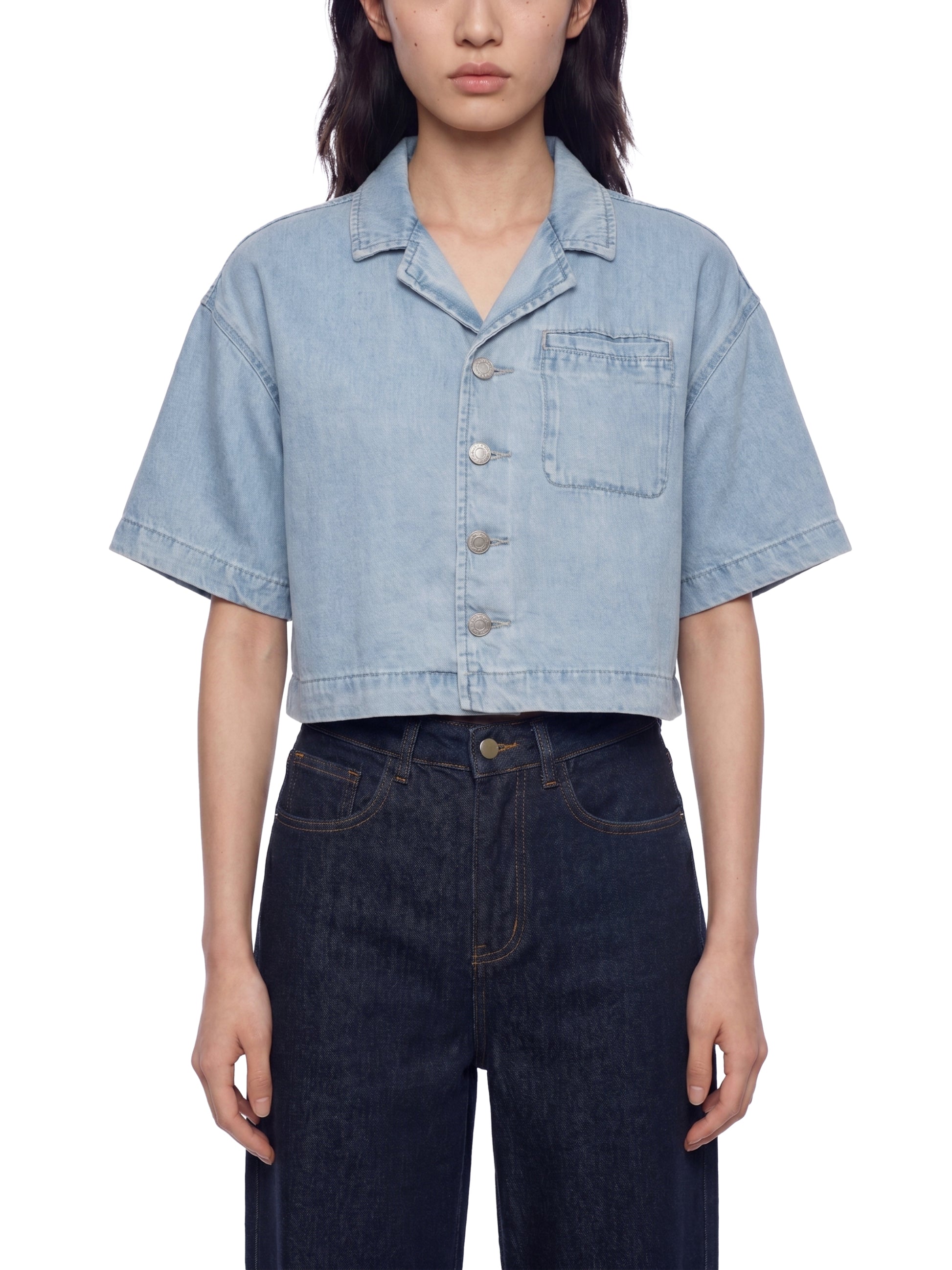 Women's Vintage Wash Boxy Cropped Shirt - Memento Mori Clothing